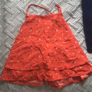 Red flower pattern crop top